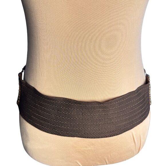 Leatherock USA 7267 Wide Stretch Waist Belt Brown Leather Bronze Buckle Boho L - Picture 6 of 16